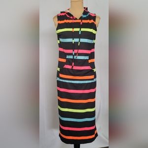 Bobbie Brooks Tee Midi Dress Multi Colored Size M Sleeveless with Hoodie